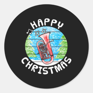 Euphonium Christmas Br Musician Music Teacher Classic Round Sticker