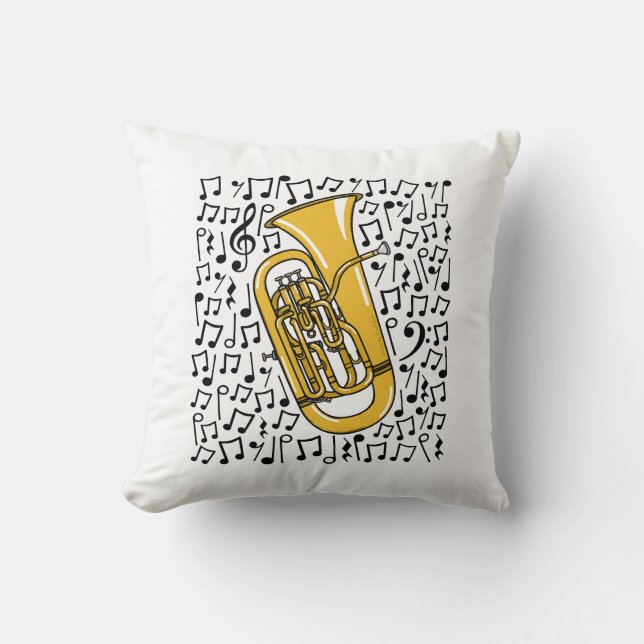 Euphonium Musical Notes Brass Musician Cushion (Front)