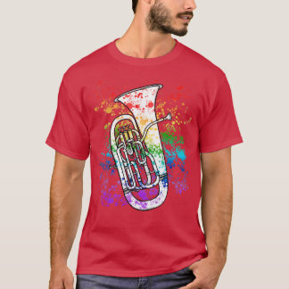 Euphonium Rainbow Colours Euphoniumist Brass Music T-Shirt
