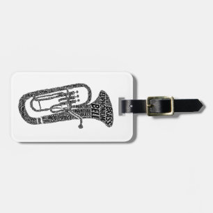 Euphonium Shaped Word Art Black Text Luggage Tag