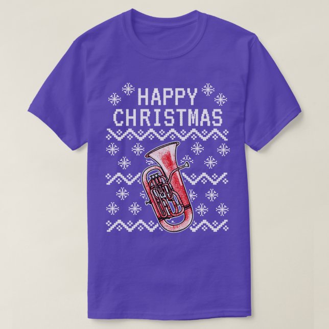 Euphonium Ugly Christmas Euphoniumist Brass Musici T-Shirt (Design Front)