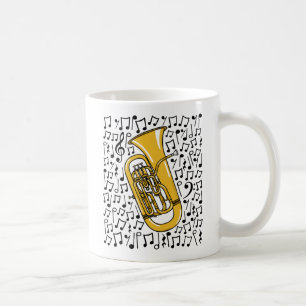 Euphonium With Musical Notes, Brass Musician Coffee Mug