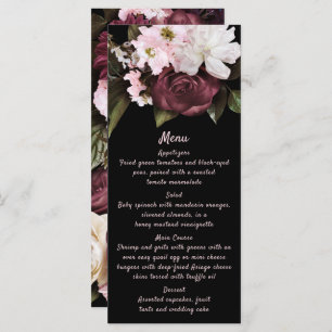 Euphoria Burgundy & Pink Floral Wedding Menu