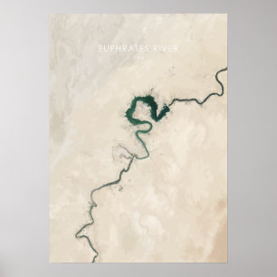 Euphrates River, Iraq Travel Illustration Poster