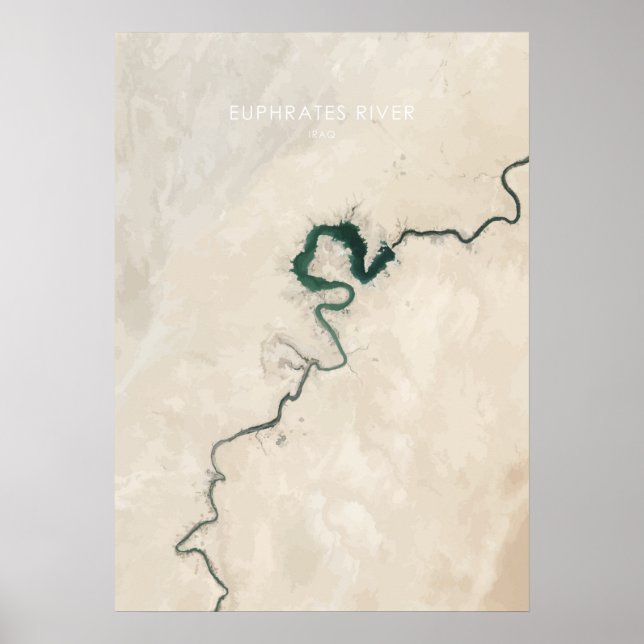 Euphrates River, Iraq Travel Illustration Poster (Front)