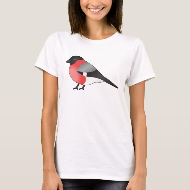 Eurasian Bullfinch Cute Cartoon Bird Illustration T-Shirt (Front)
