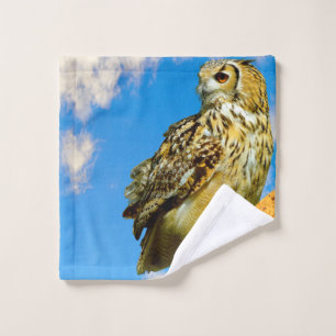 Eurasian eagle owl bath towel set