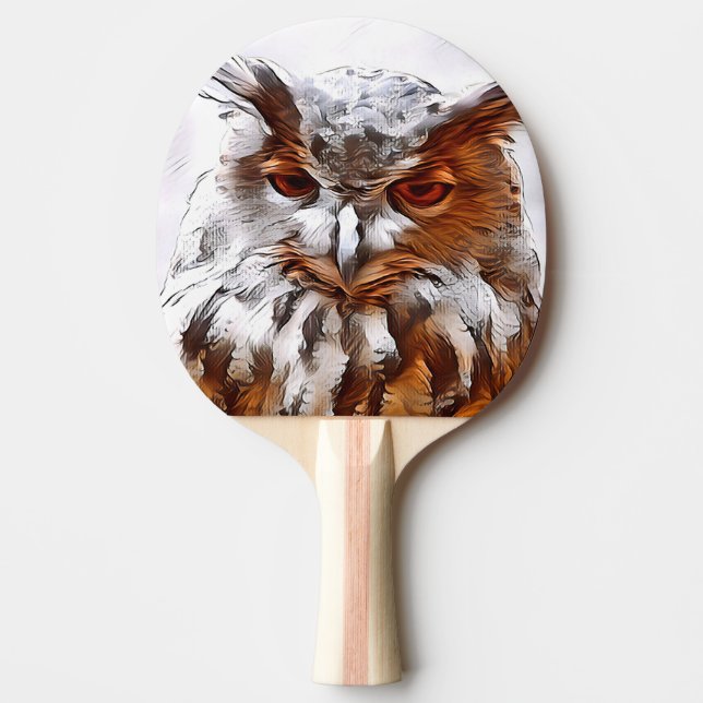 Eurasian eagle-owl digitally ping pong paddle (Front)