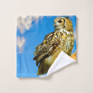 Eurasian eagle owl wash cloth