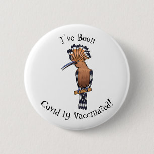 Eurasian hoopoe bird cartoon illustration 6 cm round badge