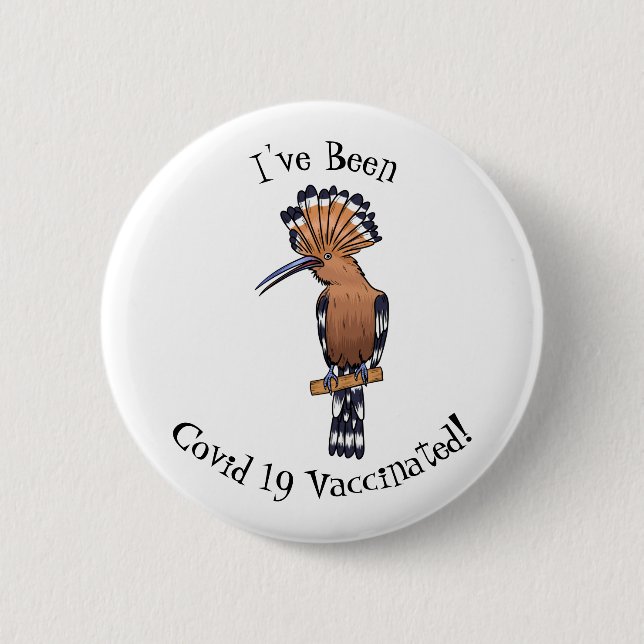 Eurasian hoopoe bird cartoon illustration 6 cm round badge (Front)