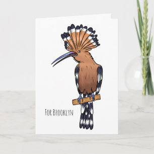 Eurasian hoopoe bird cartoon illustration card