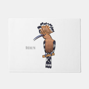 Eurasian hoopoe bird cartoon illustration doormat