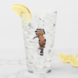 Eurasian hoopoe bird cartoon illustration glass
