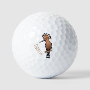Eurasian hoopoe bird cartoon illustration golf balls