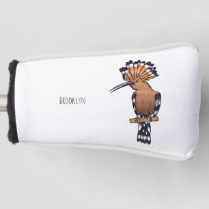 Eurasian hoopoe bird cartoon illustration golf head cover