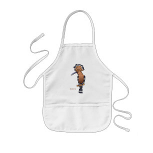 Eurasian hoopoe bird cartoon illustration kids apron