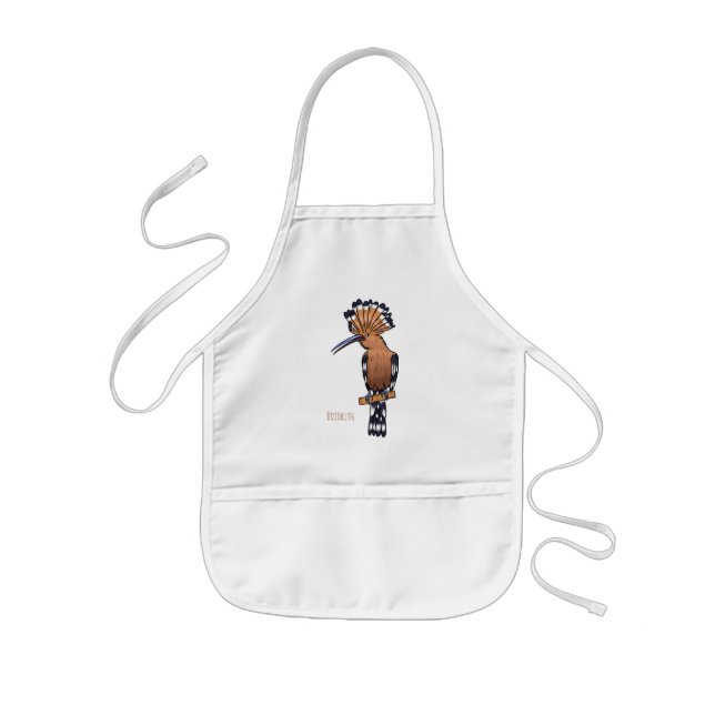 Eurasian hoopoe bird cartoon illustration kids apron (Front)