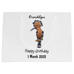 Eurasian hoopoe bird cartoon illustration large gift bag