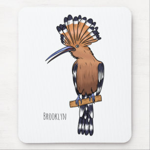 Eurasian hoopoe bird cartoon illustration mouse mat