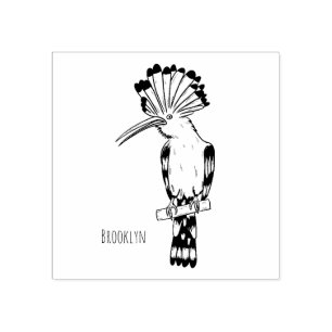 Eurasian hoopoe bird cartoon illustration rubber stamp