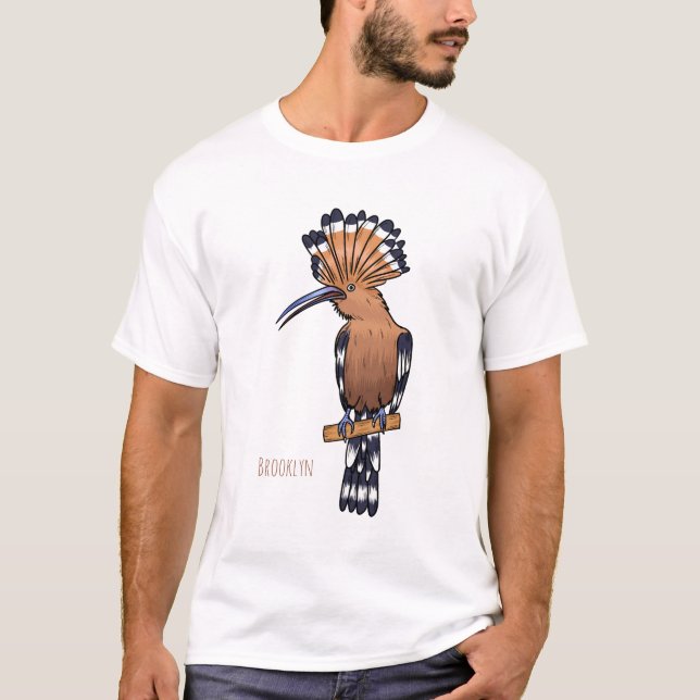 Eurasian hoopoe bird cartoon illustration  T-Shirt (Front)