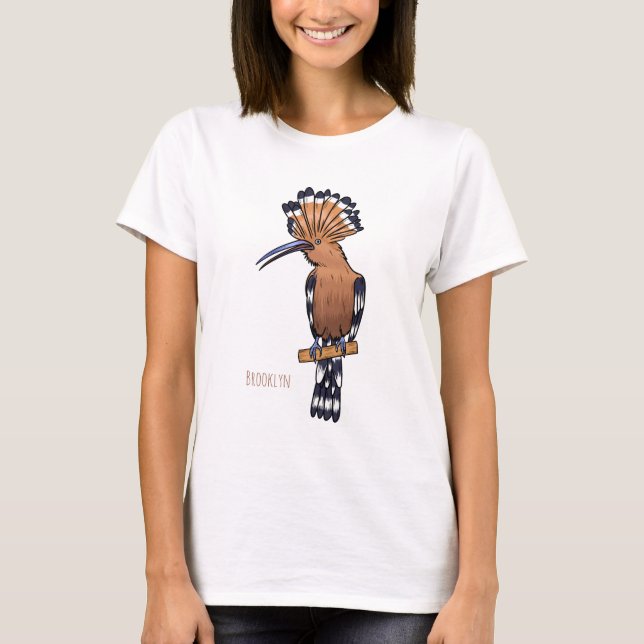Eurasian hoopoe bird cartoon illustration  T-Shirt (Front)