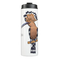 Eurasian hoopoe bird cartoon illustration