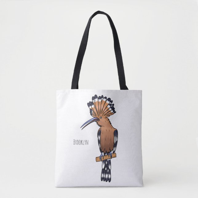 Eurasian hoopoe bird cartoon illustration tote bag (Front)