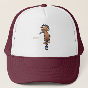 Eurasian hoopoe bird cartoon illustration  trucker hat