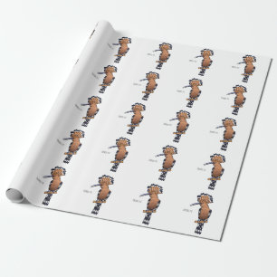 Eurasian hoopoe bird cartoon illustration  wrapping paper