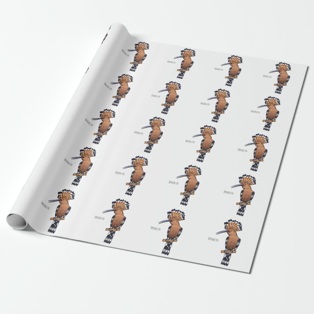 Eurasian hoopoe bird cartoon illustration  wrapping paper (Unrolled)