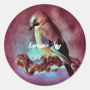 Eurasian Jay (Garrulus glandarius) Classic Round Sticker