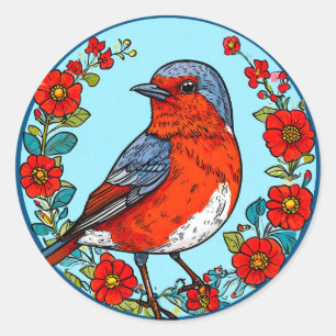 Eurasian robin bird classic round sticker