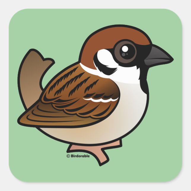 Eurasian Tree Sparrow Square Sticker (Front)