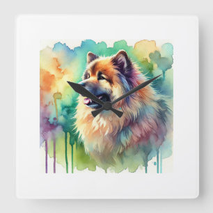 Eurasier Dog 060824AREF114 - Watercolor Square Wall Clock