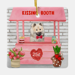 Eurasier Dog Valentine's Day Kissing Booth Ceramic Ornament