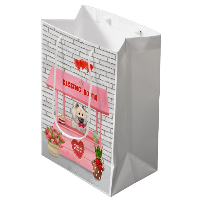 Eurasier Dog Valentine's Day Kissing Booth Medium Gift Bag (Front Angled)