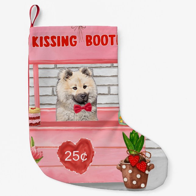 Eurasier Dog Valentine's Day Kissing Booth Small Christmas Stocking (Front)
