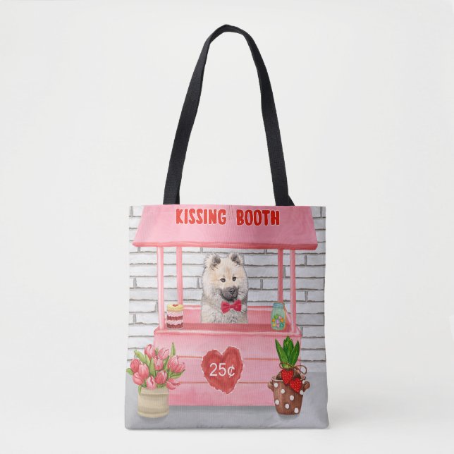 Eurasier Dog Valentine's Day Kissing Booth Tote Bag (Front)