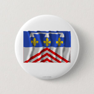 Eure-et-Loir waving flag 6 Cm Round Badge