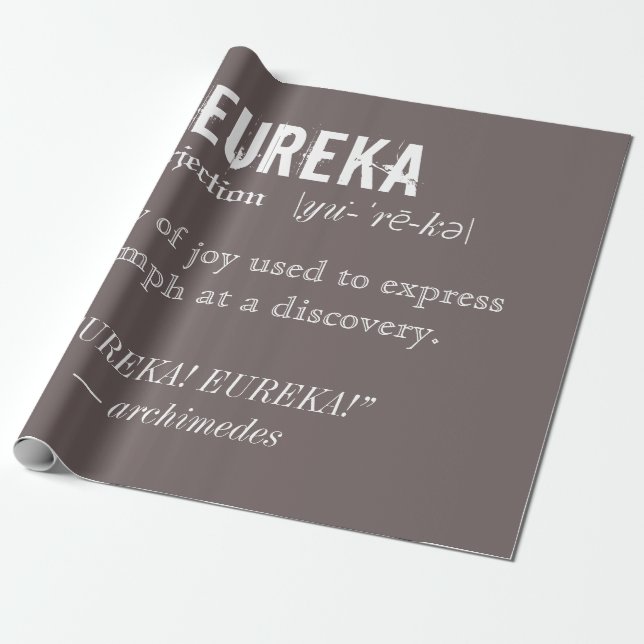 Eureka Definition Archimedes Principle Science Wrapping Paper (Unrolled)