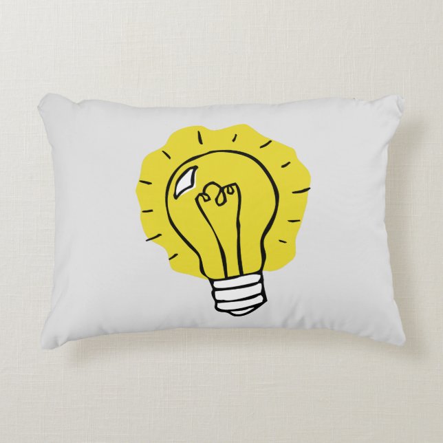 Eureka Idea Lightbulb Illustration Pillow (Front)