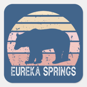 Eureka Springs Arkansas Retro Bear Square Sticker
