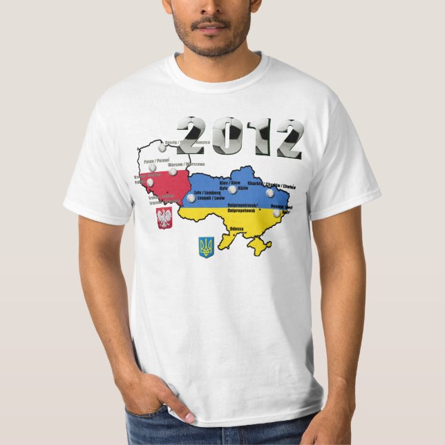 Euro 2012 Poland Flag Ukraine Flags European Cup T-Shirt (Front)