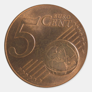 Euro 5 Cent Money Coin Classic Round Sticker