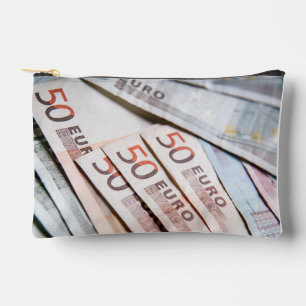 Euro Banknotes Close-Up Photo Money Savings Fina Accessory Pouch
