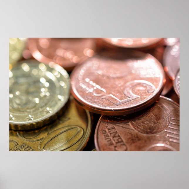 Euro coins under sunlight poster (Front)