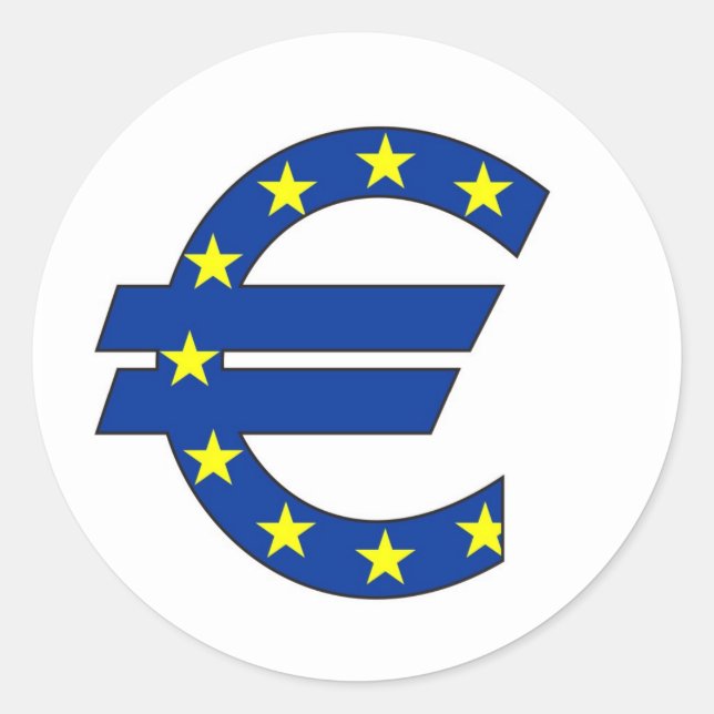 euro currency symbol money sign classic round sticker (Front)