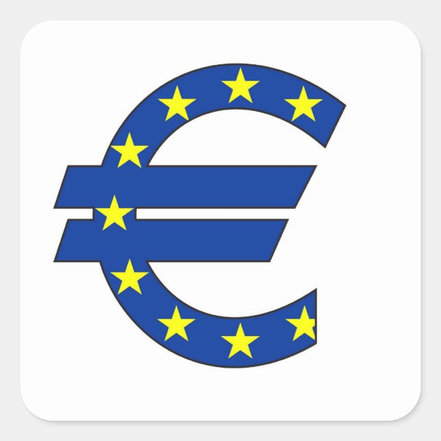 euro currency symbol money sign square sticker (Front)